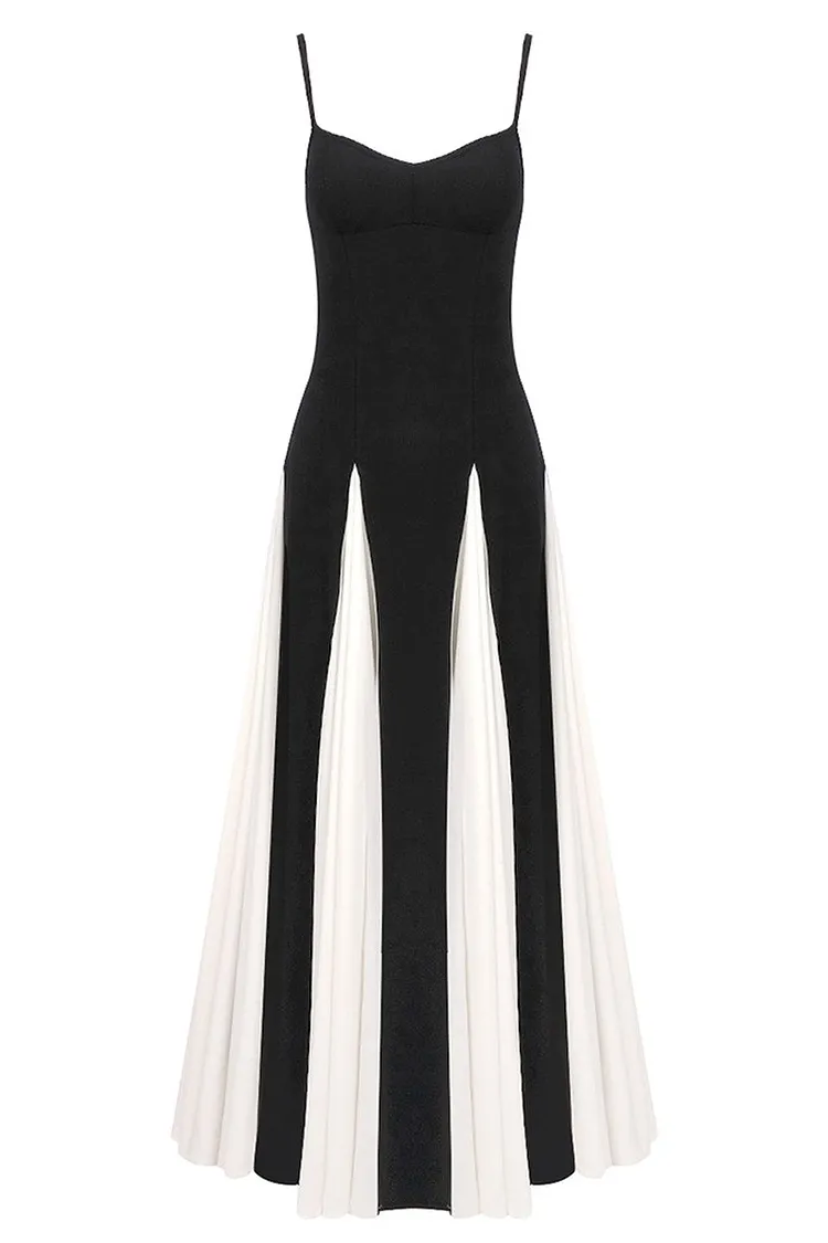 Flowy Chiffon Skirt with Contrast Straps Loose Fit Casual