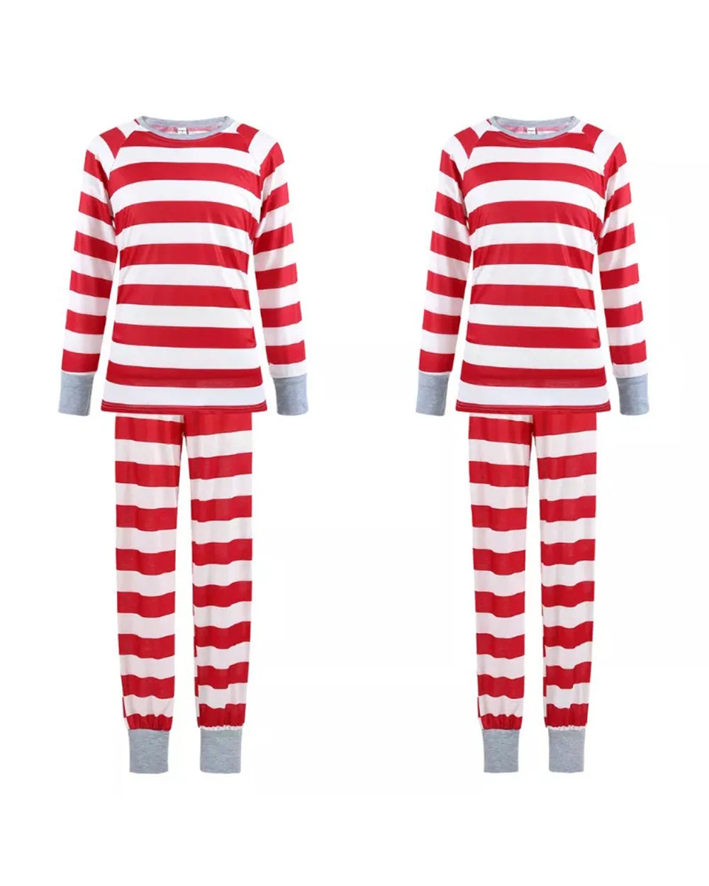 Red White plaid print Christmas family pajamas