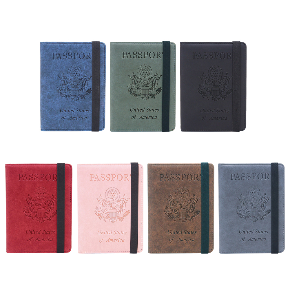 

PU Leather Passport Cover RFID Blocking Cards Travel Passport Organizer, Red, 501 Original