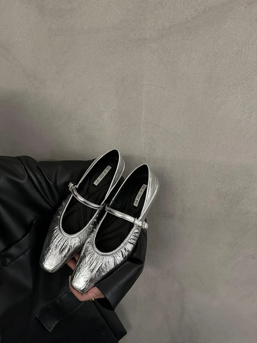 Churchf Churchf Silver French Spring And Autumn Small Single Shoes Women's 2024 New Hot Style With Skirt Mary Jane Evening Shoes