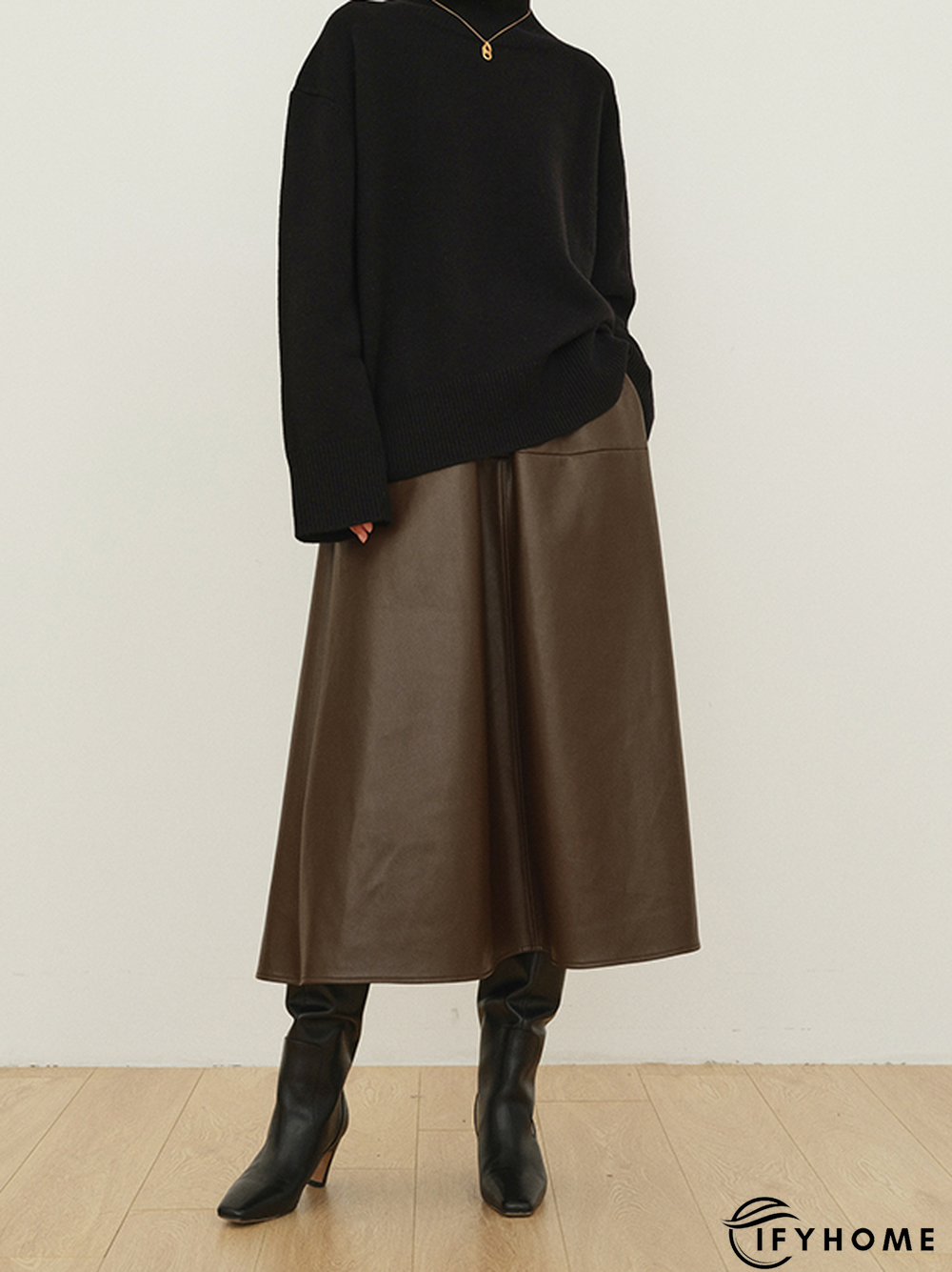 Plain Pu Elegant Skirt | IFYHOME