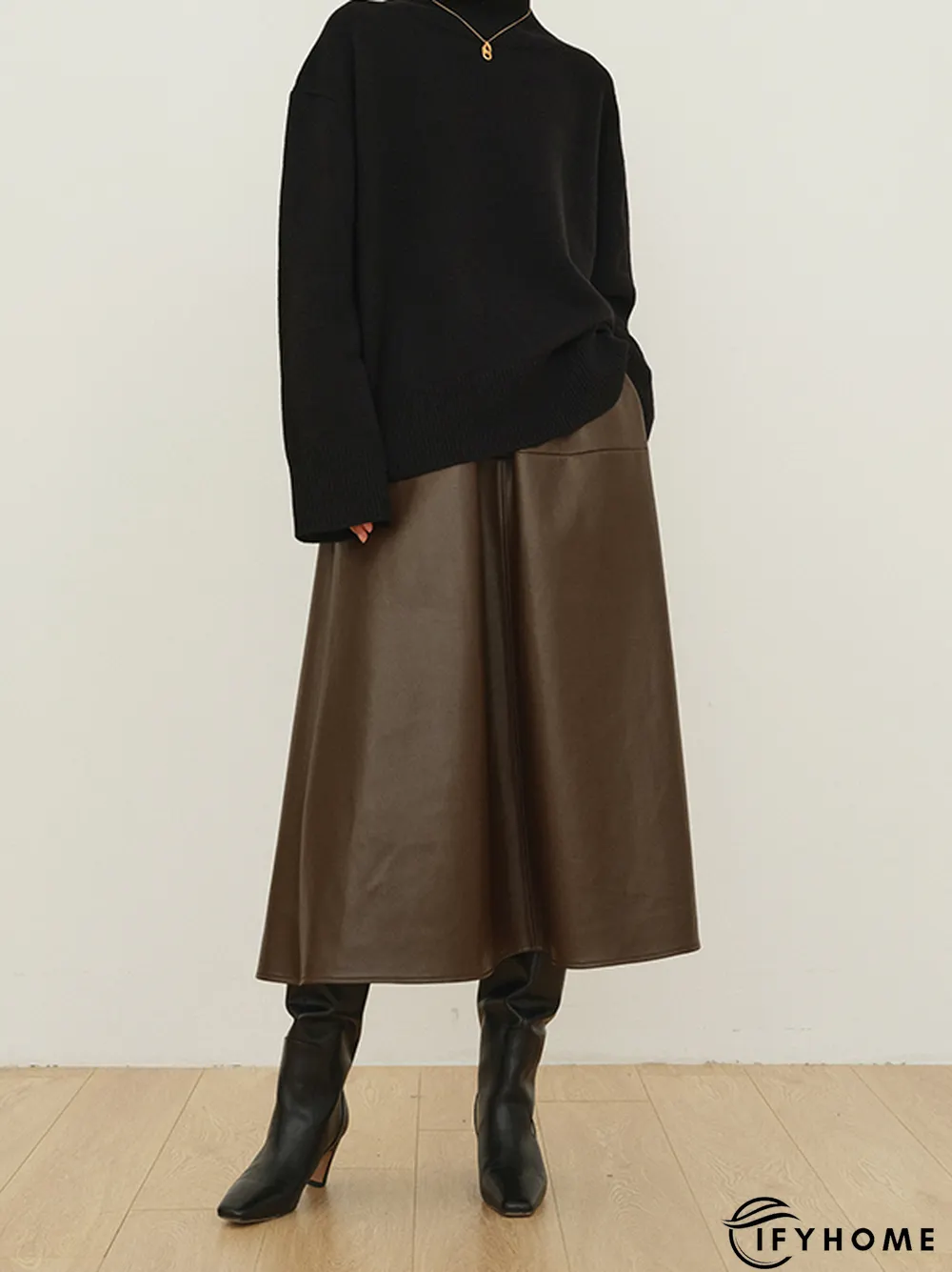 Plain Pu Elegant Skirt | IFYHOME