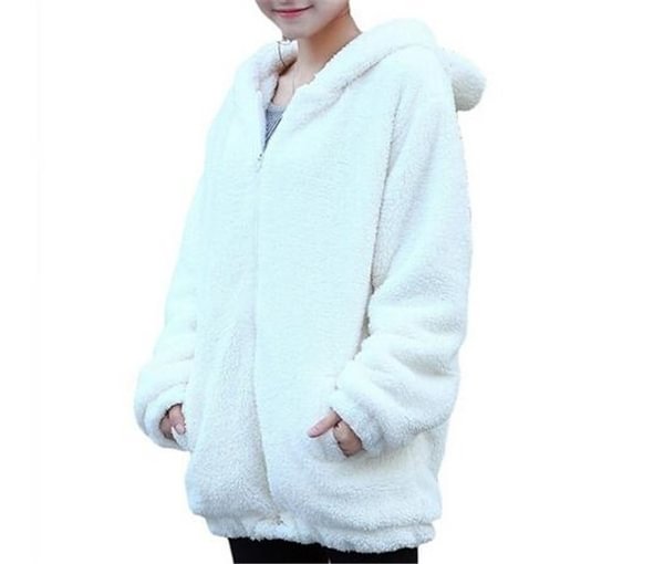 Women Gardigan Hoodies Girl Winter Loose Fluffy Bear Ear Hoodie - Shop Trendy Women's Fashion | TeeYours
