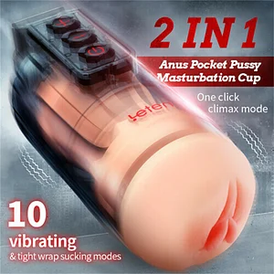 Leten - 2 In 1 10 Vibrating Masturbation Cups And Pussy Pockets App Control