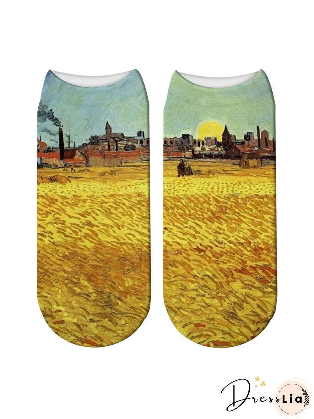 Simple Pop Art Cotton Printing Breathable Commuting Ankle Socks Regular Womens