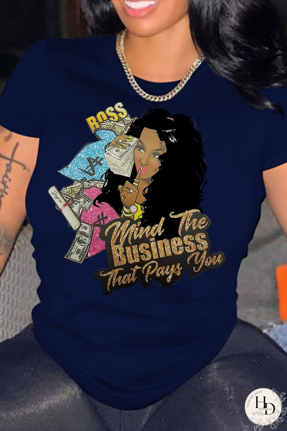 Tangerine Red Casual Print Split Joint O Neck T-Shirts