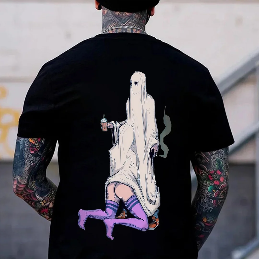 Two-Headed Ghost Printed Men's T-shirt -  