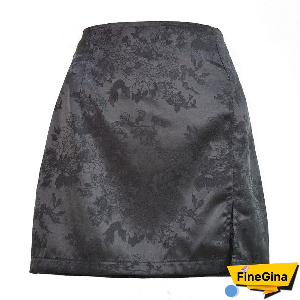 Summer Women Split Skirt Sexy Jacquard Satin High Waist Zip Skirt Women Party Black Skirt Ladies Sexy Short Beach Skirts