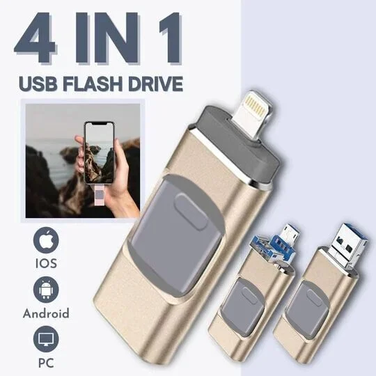 🔥50% OFF🔥 4 In 1 High Speed USB Flash Drive For iPhone, iPad, Android, PC & More Devices