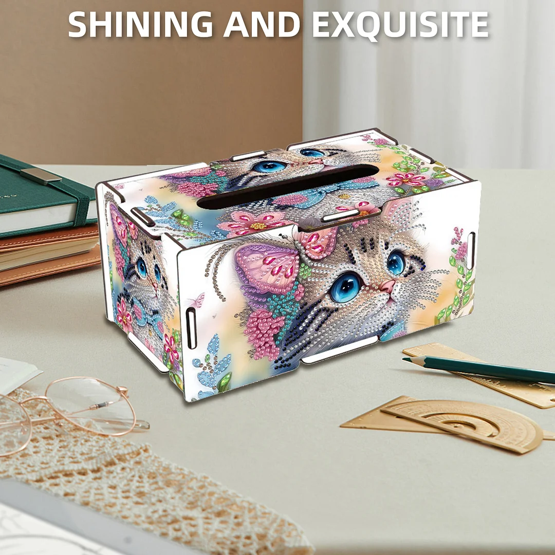 Wooden Diamond Painting Tissue Box for Home and Office Decoration(CZH014)
