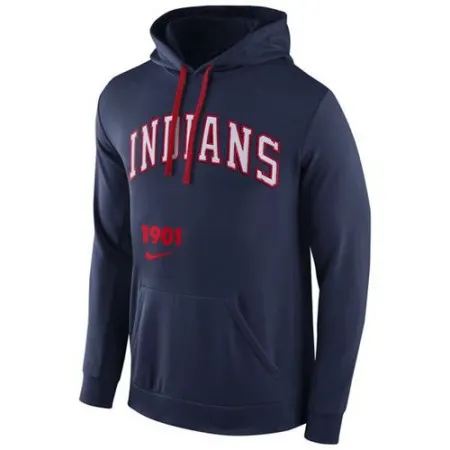 Cleveland indians  Cooperstown Performance Pullover Navy Blue MLB Hoodie
