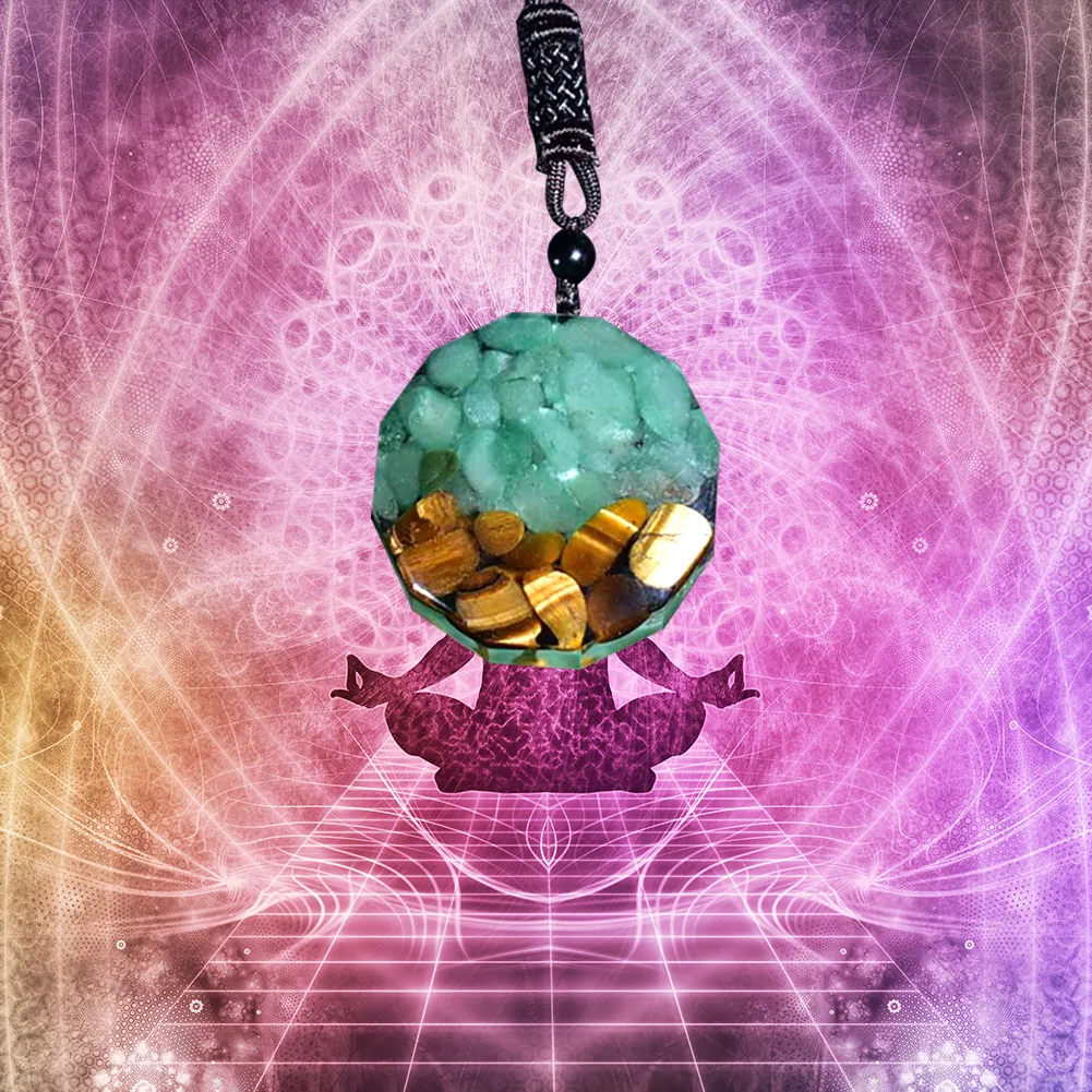 Orgone Pendant Tiger Eye Aventurine Orgonite Necklace Energy Crystal Stone