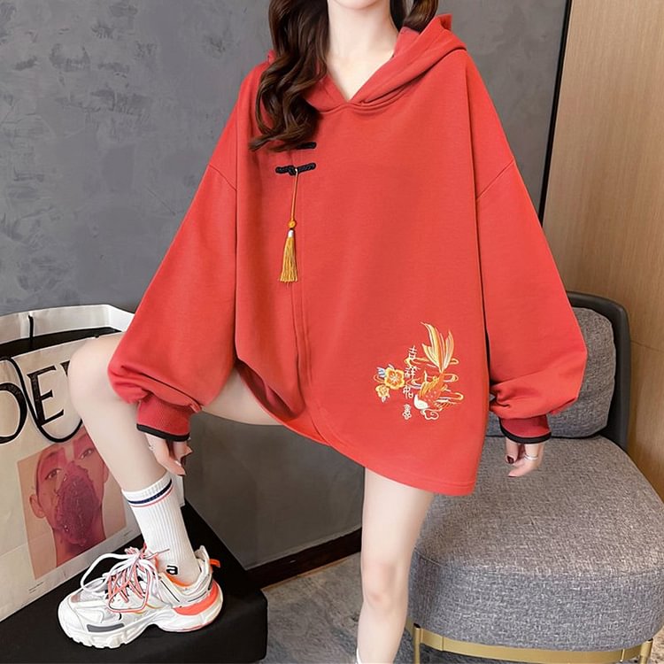 Long Sleeve Cotton-Blend Sweatshirt QueenFunky
