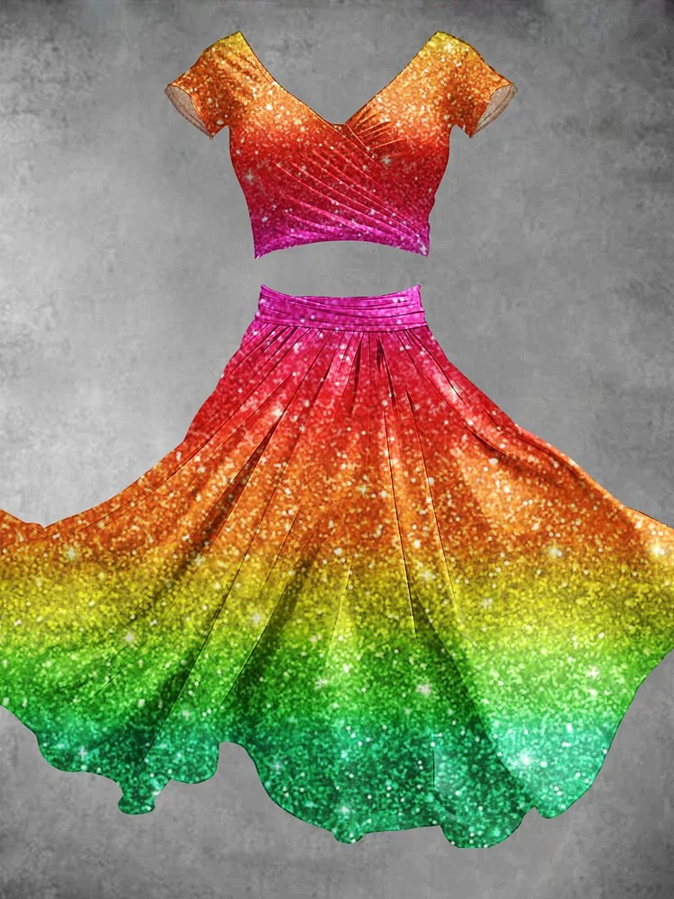 Women's Lgbt Rainbow Gradient Art Print Flowy Dress