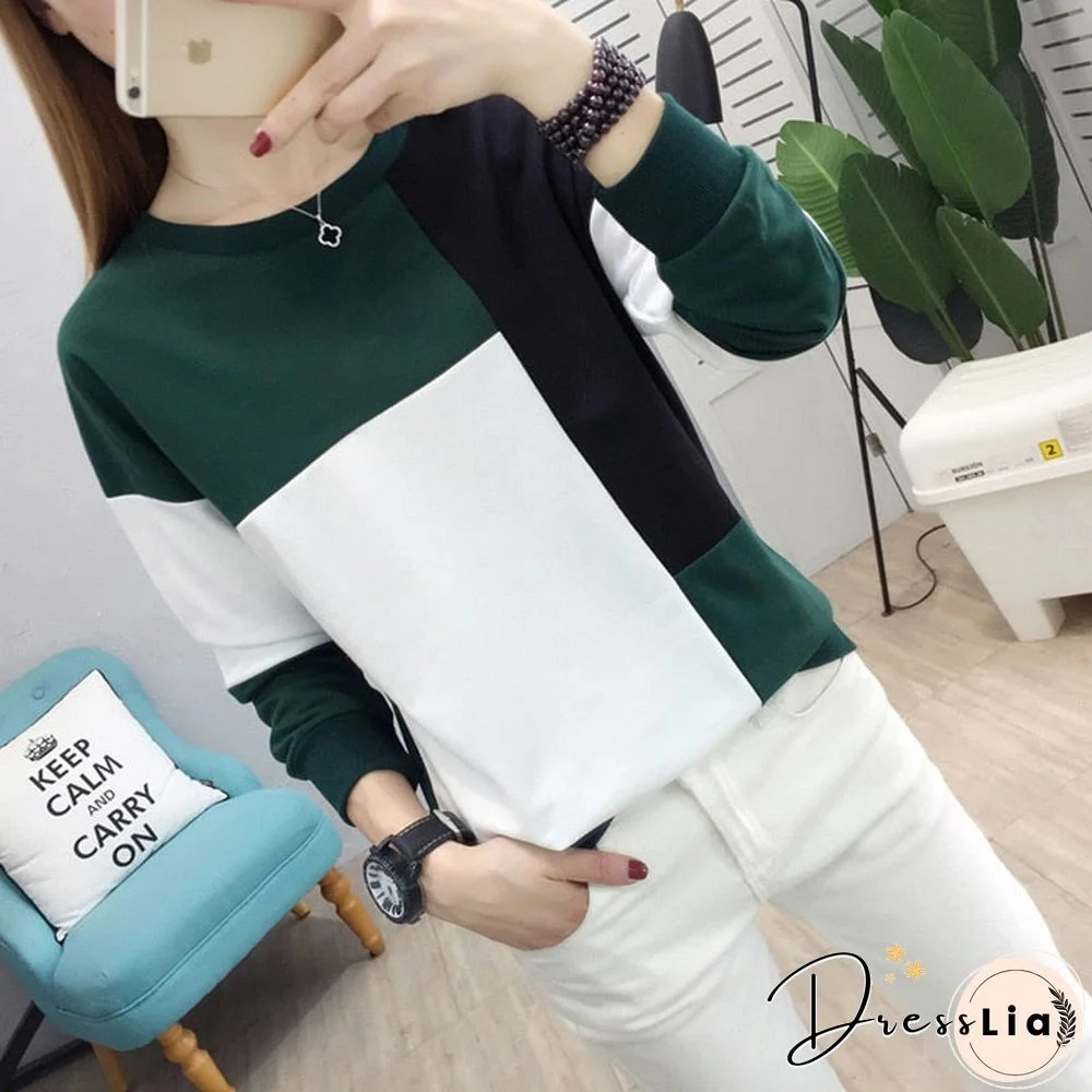 Christmas Gift tee shirt femme plus size women t-shirt autumn winter patchwork o-neck camisetas verano mujer long sleeve t shirt vintage