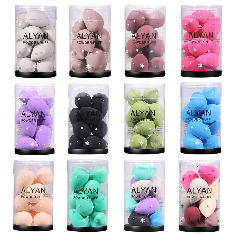 ALYAN Mini Beauty Egg Cylinder 10 Pack Soak Water Enlarged Wet And Dry Cosmetic Sponge Powder Puff Foundation BB