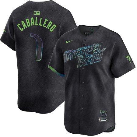 Men's Tampa Bay Rays #7 Jose Caballero  Graphite Home Elite Player Jersey