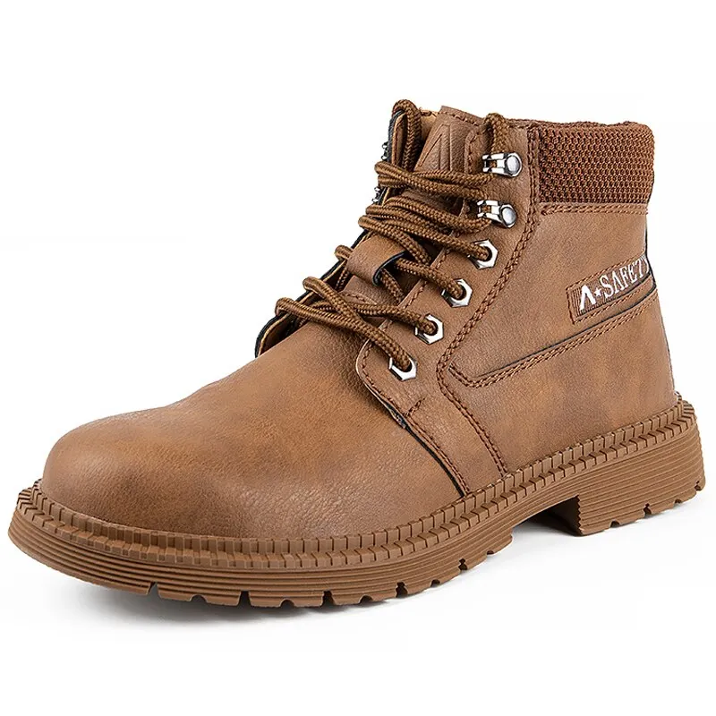 Leather Work & Safety Boots Men Chelsea Boots Indestructible Male Work Shoes Men Winter Boots Safety Shoes Men Steel Toe Shoes