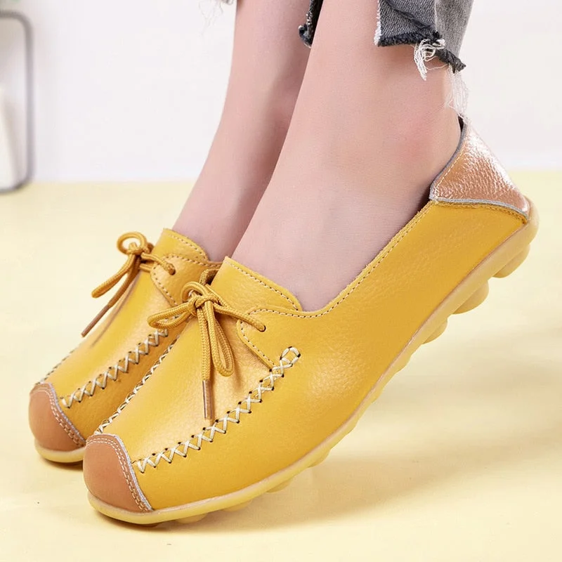 Woman Shoes New Spring Autumn Genuine Leather Women Loafers Flats Female Moccasins Shoe Slip On Women's Loafers Large Size