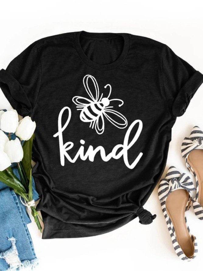 Letter Short Sleeve Casual Floral-Print Shirts & Tops