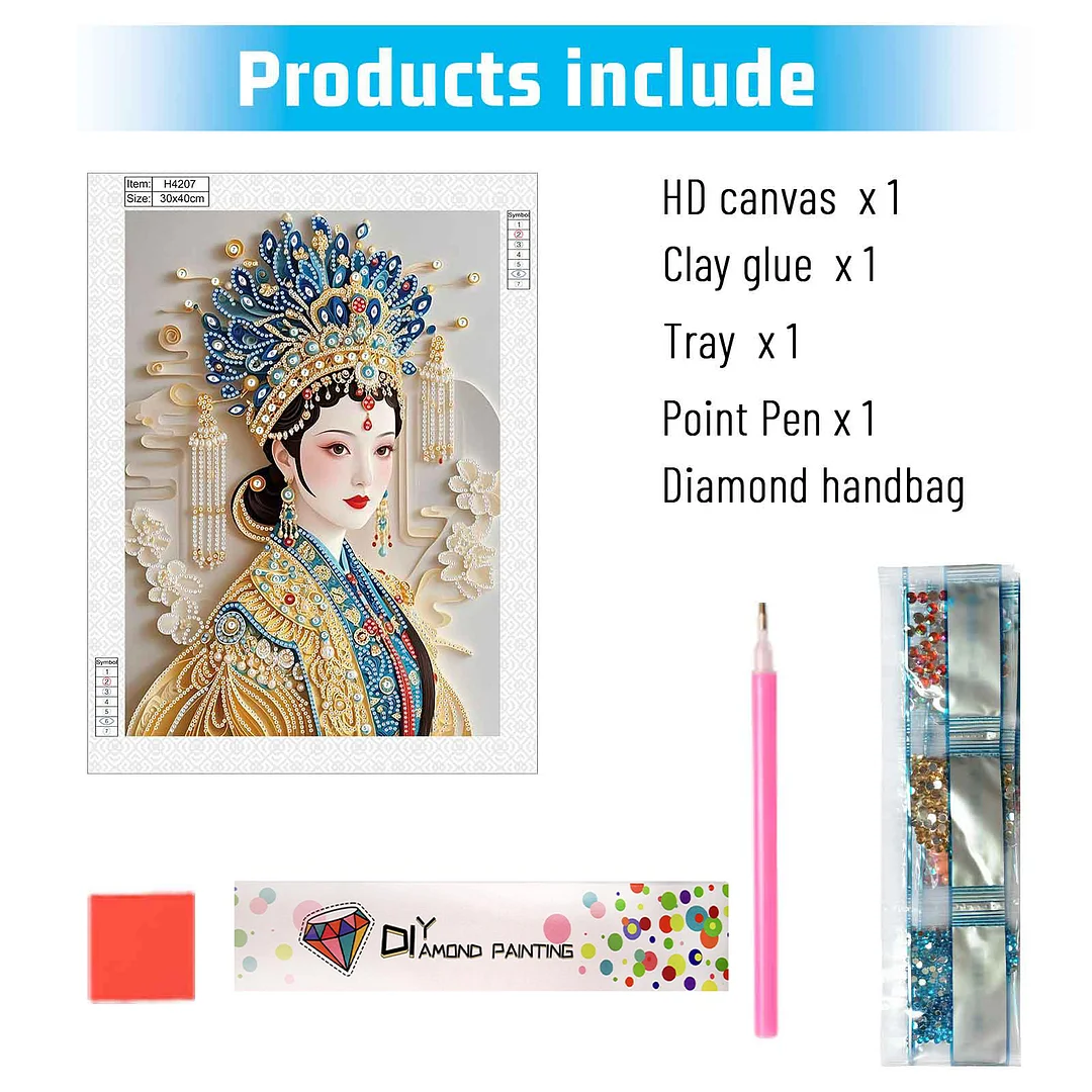 Diamond Painting - Partial Special Shaped Drill - Phoenix Crown Lady(Canvas|30x40cm)