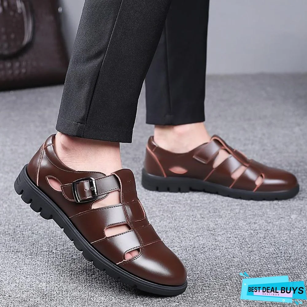 Men's Genuine Leather Sandals Plus Size Oxford Sandal Shoes