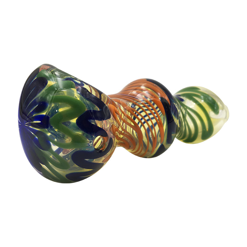 Glass Write Swan Goose Hand Pipe with Wings and Blue Stripes