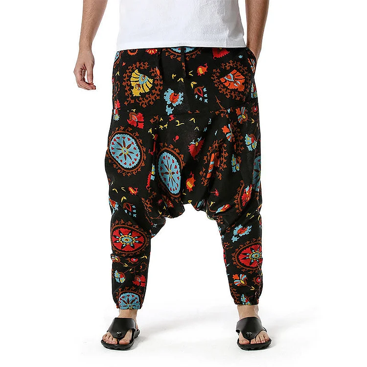 Mens Cotton Baggy Hippie Boho Gypsy Aladdin Yoga Harem Pants