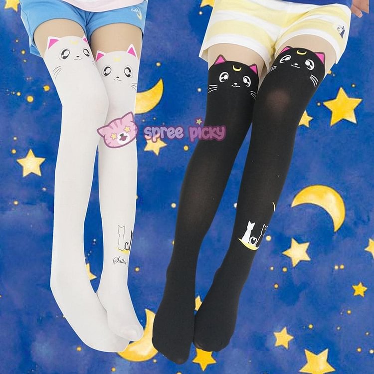 Screaming! Sailor Moon Luna Artemis Kitten with Tail on Back Legging Tights SP141305