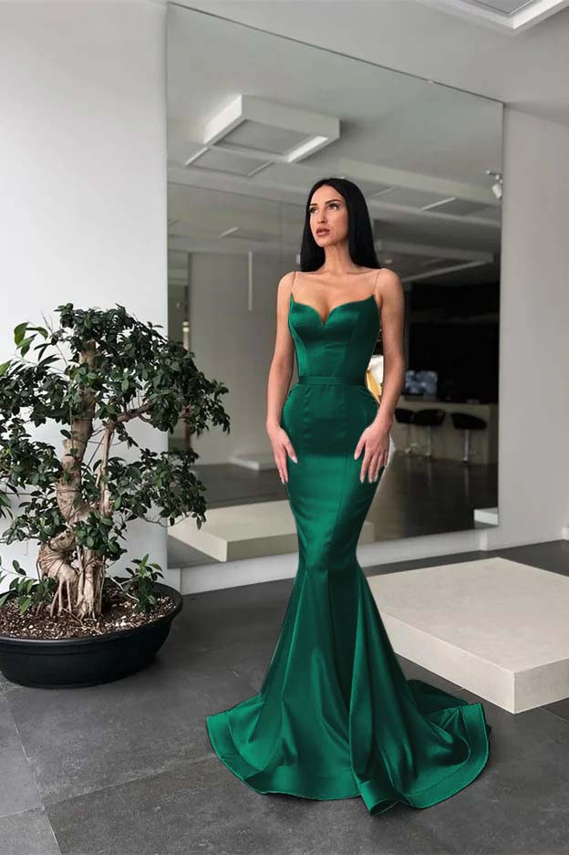 Daisda Long Mermaid Prom Dress Spaghetti-Straps