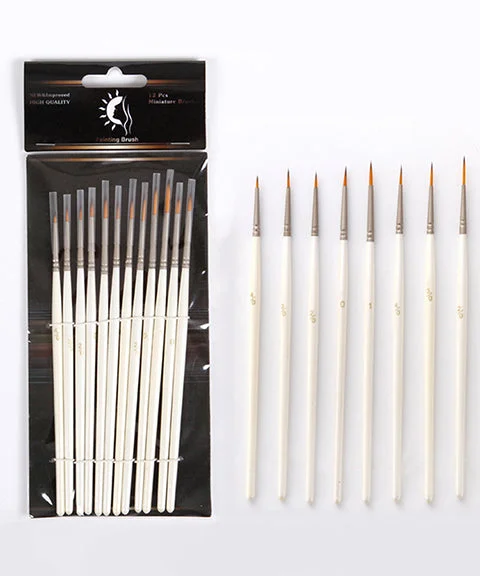 12 Pcs Nylon Hair Fine Detail Paint Brush Set-Himinee.com