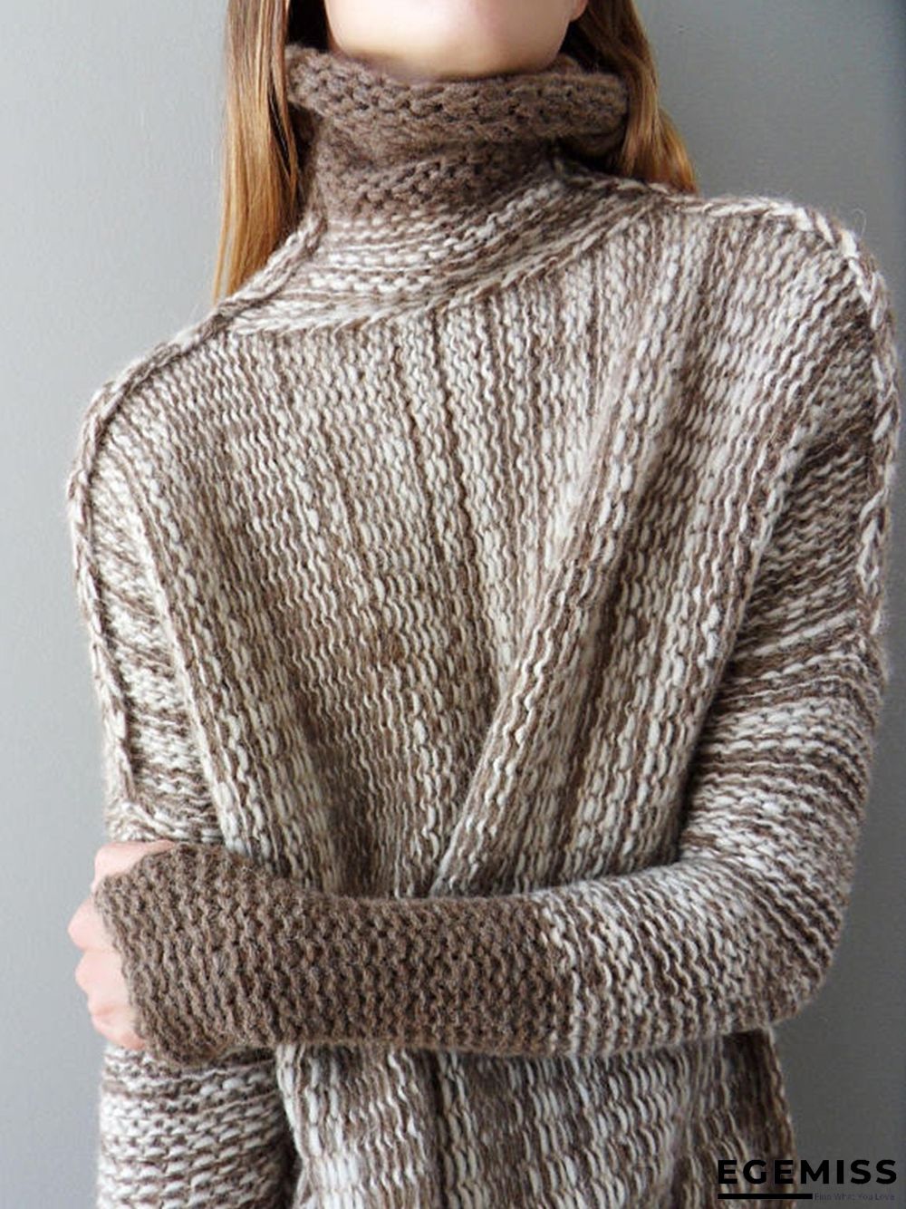 Casual Color-block Knitted Shift Sweater | EGEMISS