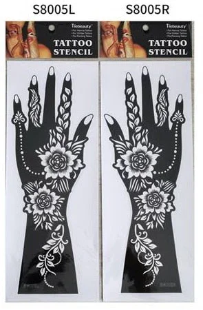 1pair 2pcs hand sleeve temporary tattoo stencil henna lace mandala tattoo template spray paint templates sheets lotus flowers