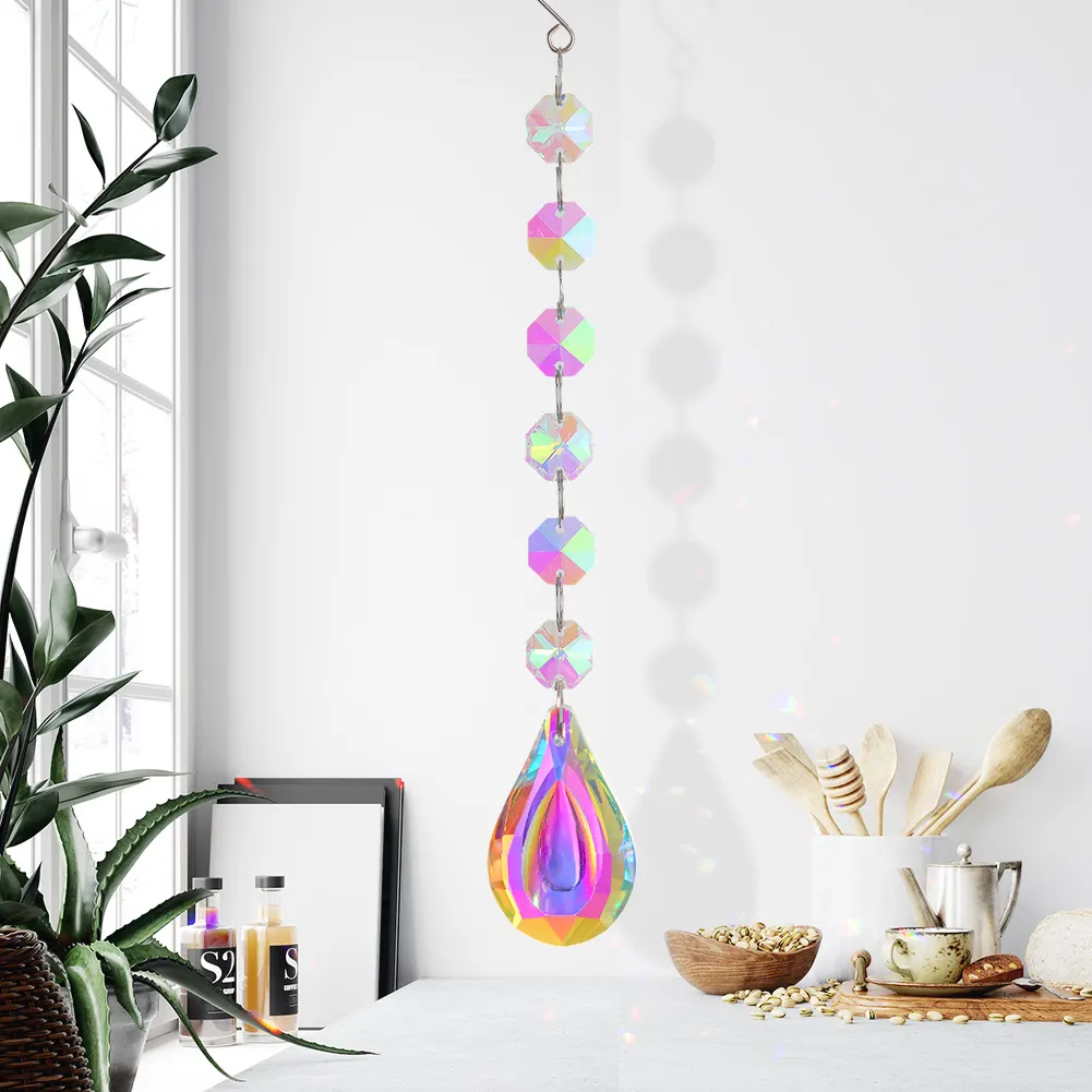 Crystal Wind Chimes Ornament AB Color Beads Hanging Pendant Kids Room Decor