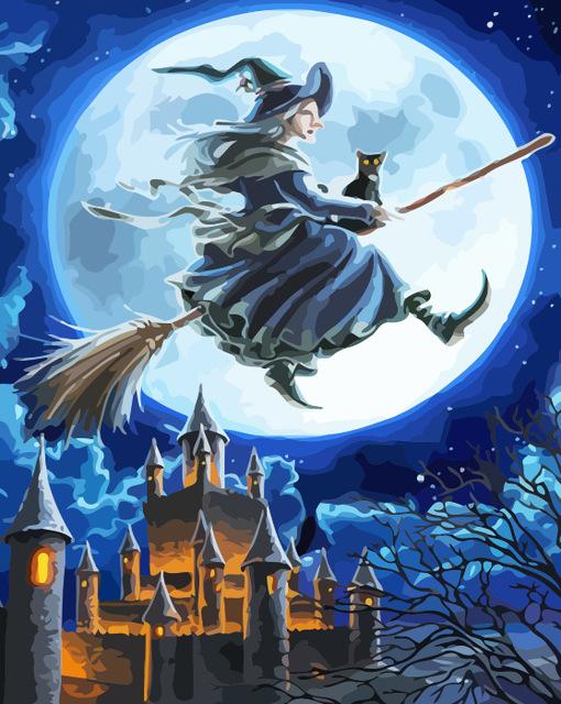 

Witch is Flying in the Moon – Paint By Numbers - 40*50CM, 501 Original
