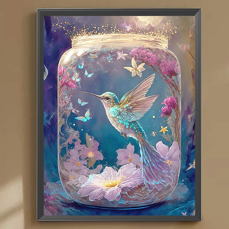 5d Diy Diamond Art Painting Coaster Set Painting Hummingbird