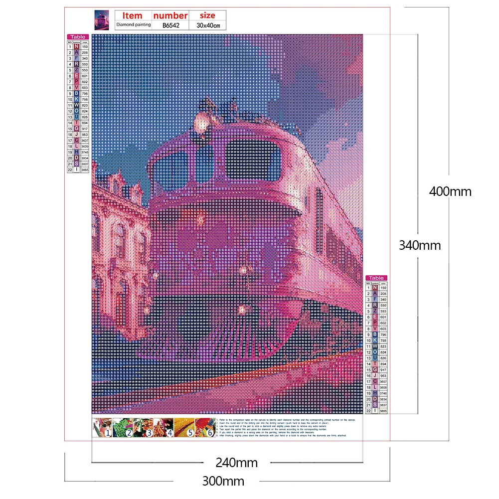 Full Round Diamond Painting 30*40cm - Pink Ocean Train