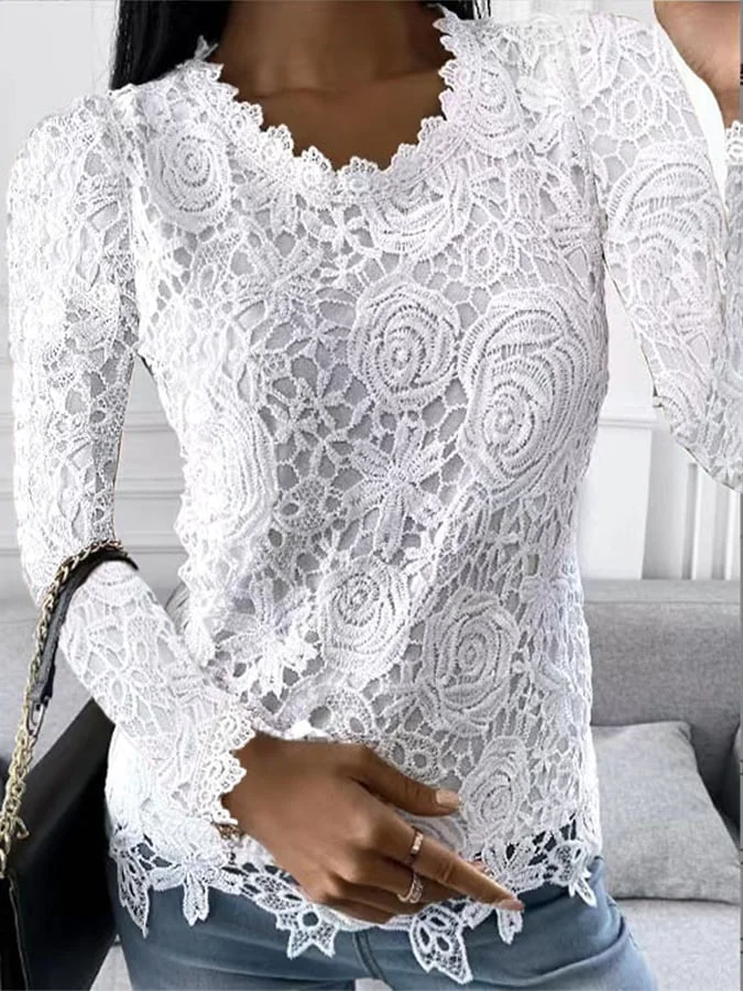 Women's Fashion Lace Long Sleeve Top