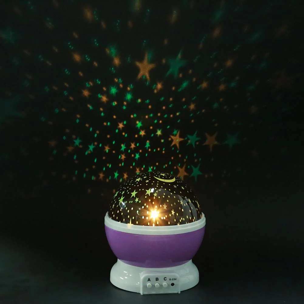 Rotating Projector Starry Night Lamp Projection LED Lights Xmas Gift(Purple