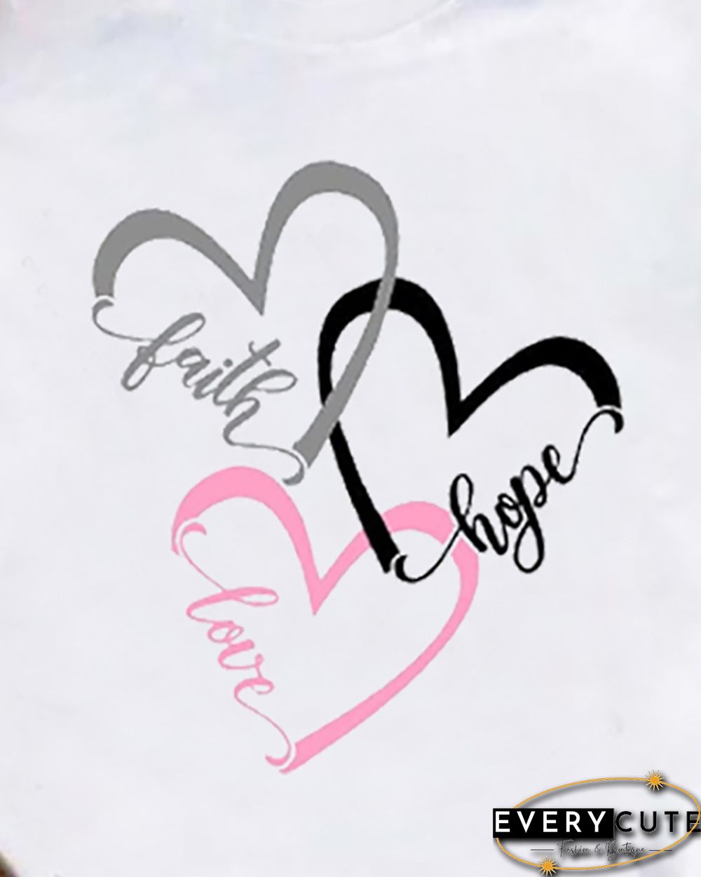 Heart Print Short Sleeve Casual T-Shirt