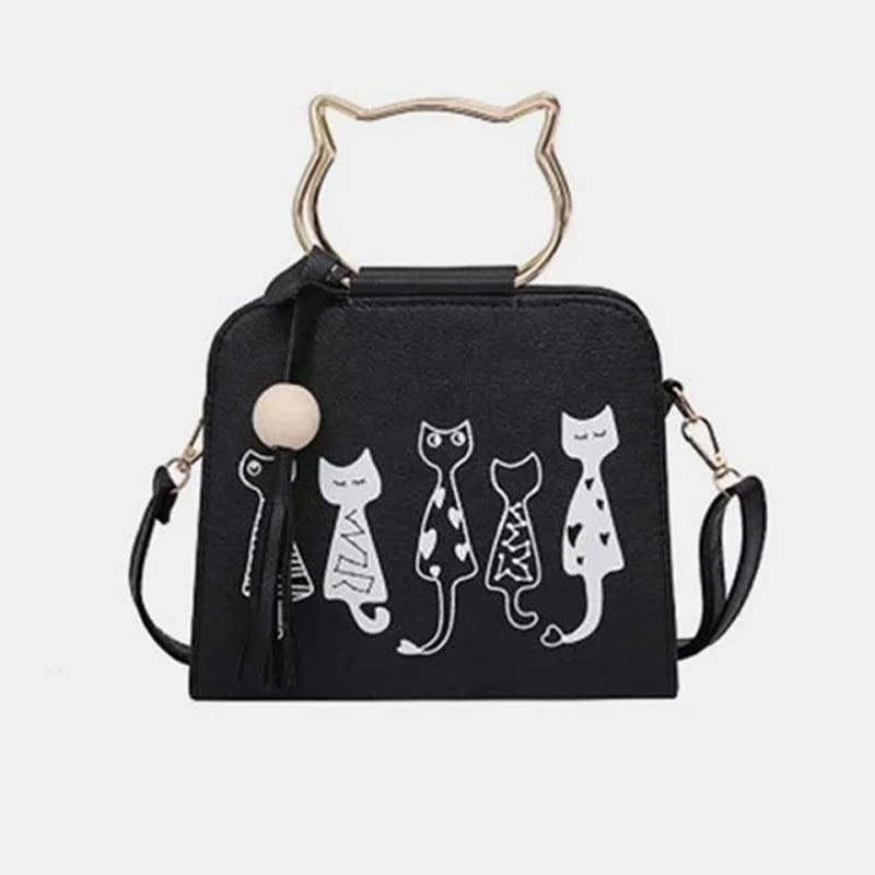 Kawaii Cat Handle Tassel Crossbody Bag