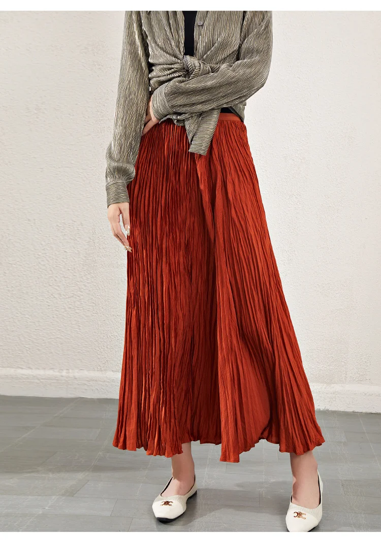 Versatile Pleated High-Waisted Skirt - yankia