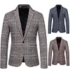 One-button plaid business casual blazer