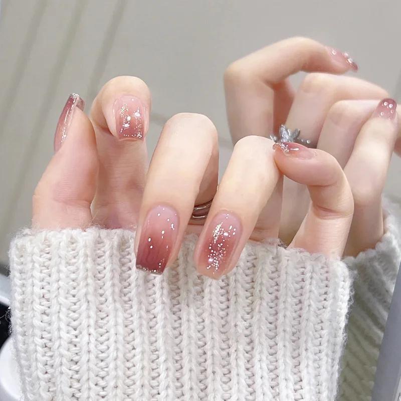 Buyerint 24pcs Wearable Pink Press on Nails – Butterfly Lovely Girl False Nails Tips with Jelly Gel Design  