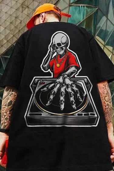 Skull Disco Graphic Printing Casual Men's T-shirt