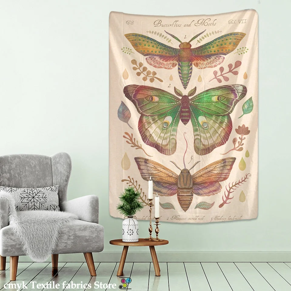 Nordic Psychedelic Butterfly Tapestry Wall Hanging Bohemian Hippie Witchcraft Tarot Science Fiction Room Home Decor