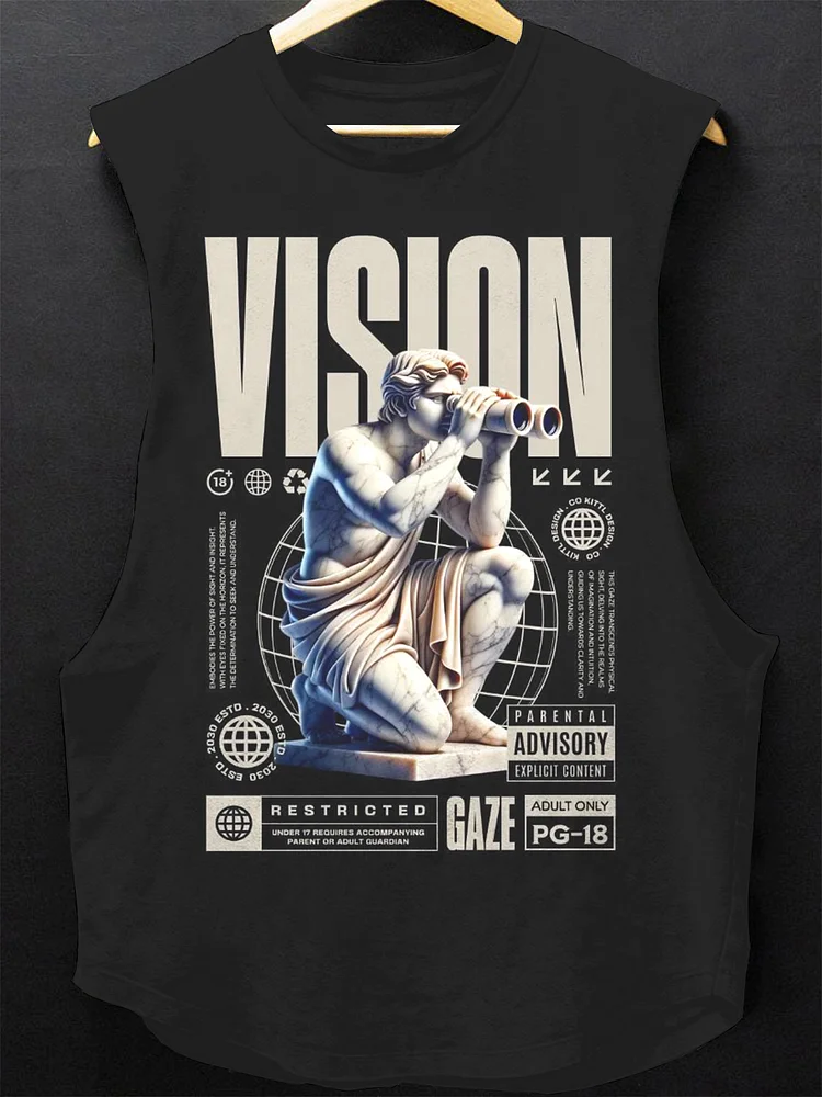 Men's Vision Statue Illustration Print Tank Top
