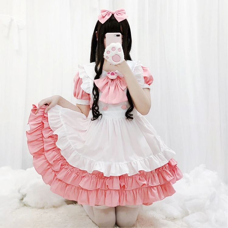Lolita Cute Pink Maid Dress Suit SP15502
