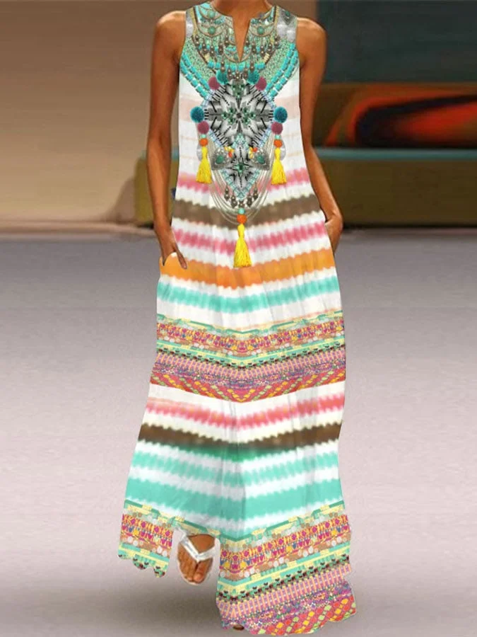 Women's Western Print Long Dress