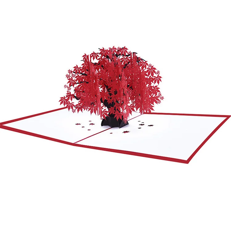 3D Pop Up Card - Maple Anniversary Postcards Creative 3D New Year Card For Valentines Mothers Day